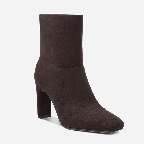 Women's Brown suede Square Toe Ankle Boots Low Heel Side Zipper Comfort Dressy - Picture 7 of 7